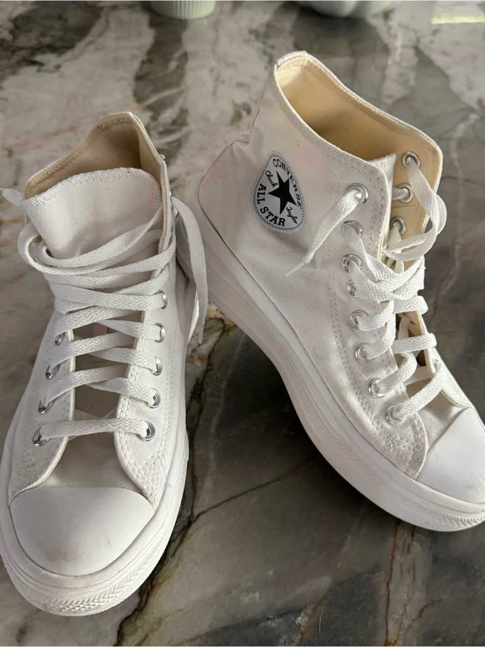 Converse White High Top Platform Sneakers